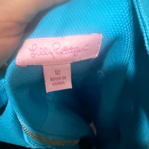 Lily Pulitzer Elegant Blue Dress with Coral Accents - Picture 2 of 3